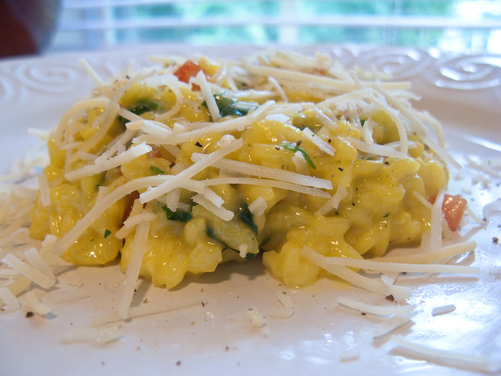 gourmet risotto with saffron and Parmesan